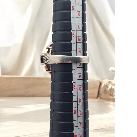 Onyx and Marcasite Vintage Sterling Silver 925 Ring Size 8 - Picture 7 of 7